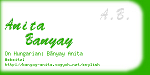 anita banyay business card