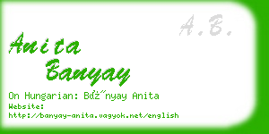 anita banyay business card